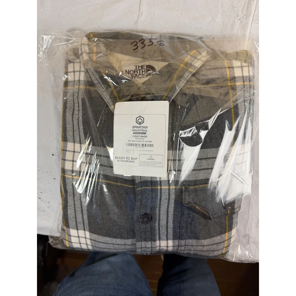 The North Face Mens Sherpa Lined Flannel Shirt Jacket Gray Plaid Size M Medium